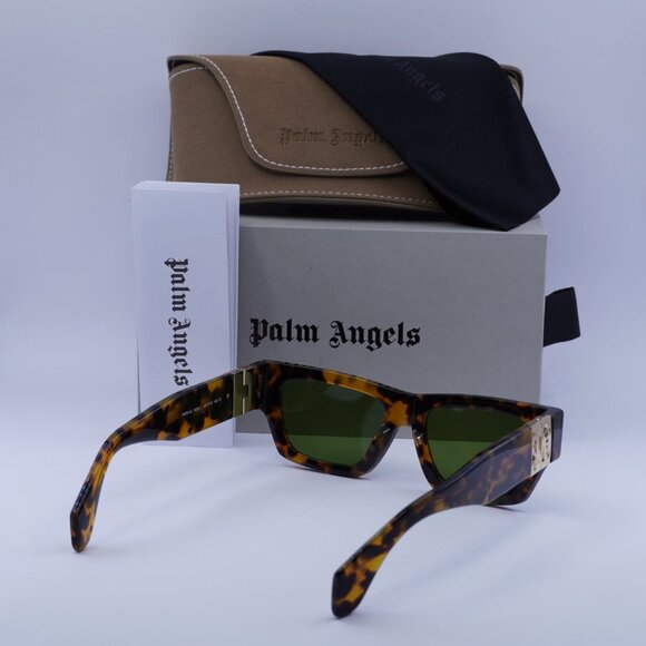 Palm Angels PERI10J MAGNOLIA 6055 Rectangle Sunglasses - Havana/Green - Picture 9 of 9